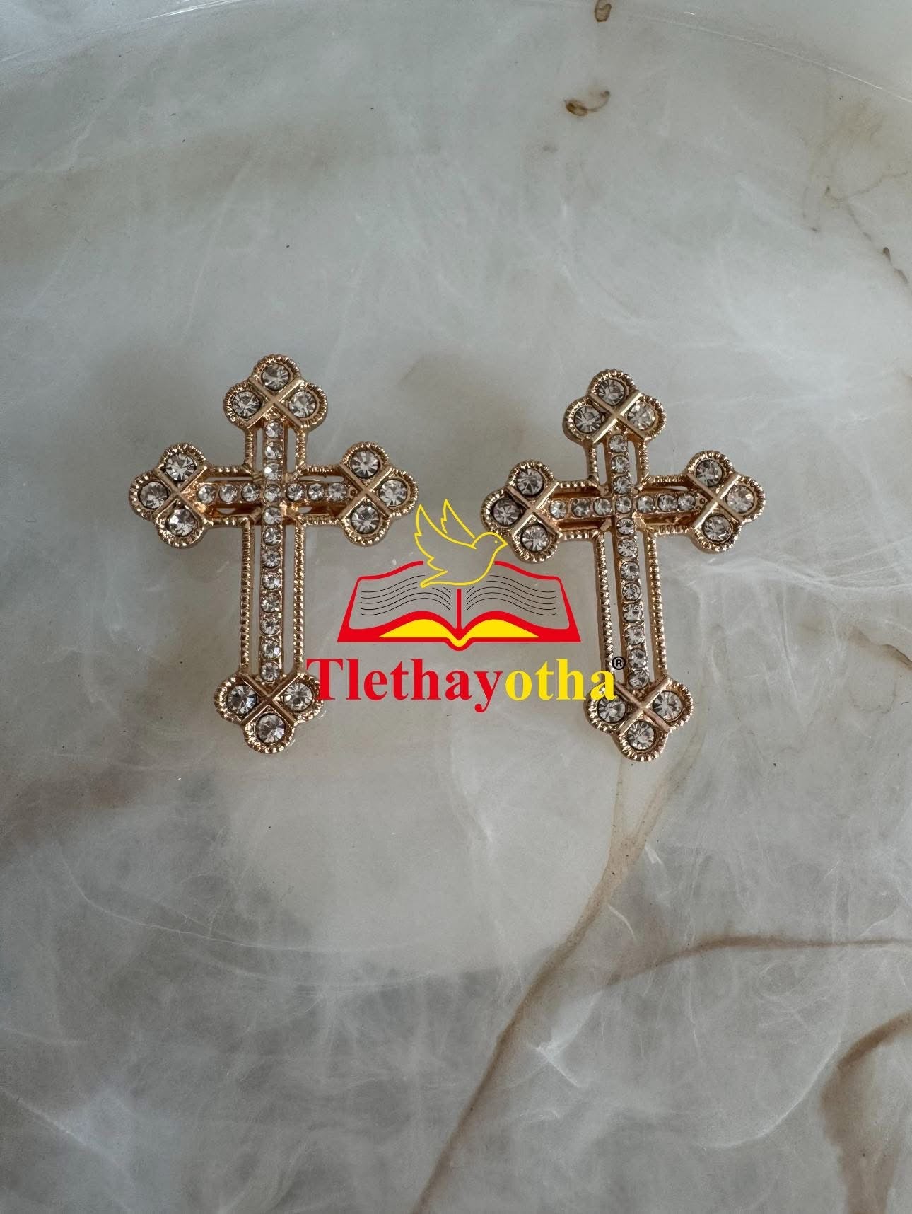 Budded Crystal Rhinestones Grooms Back Crosses Brooches