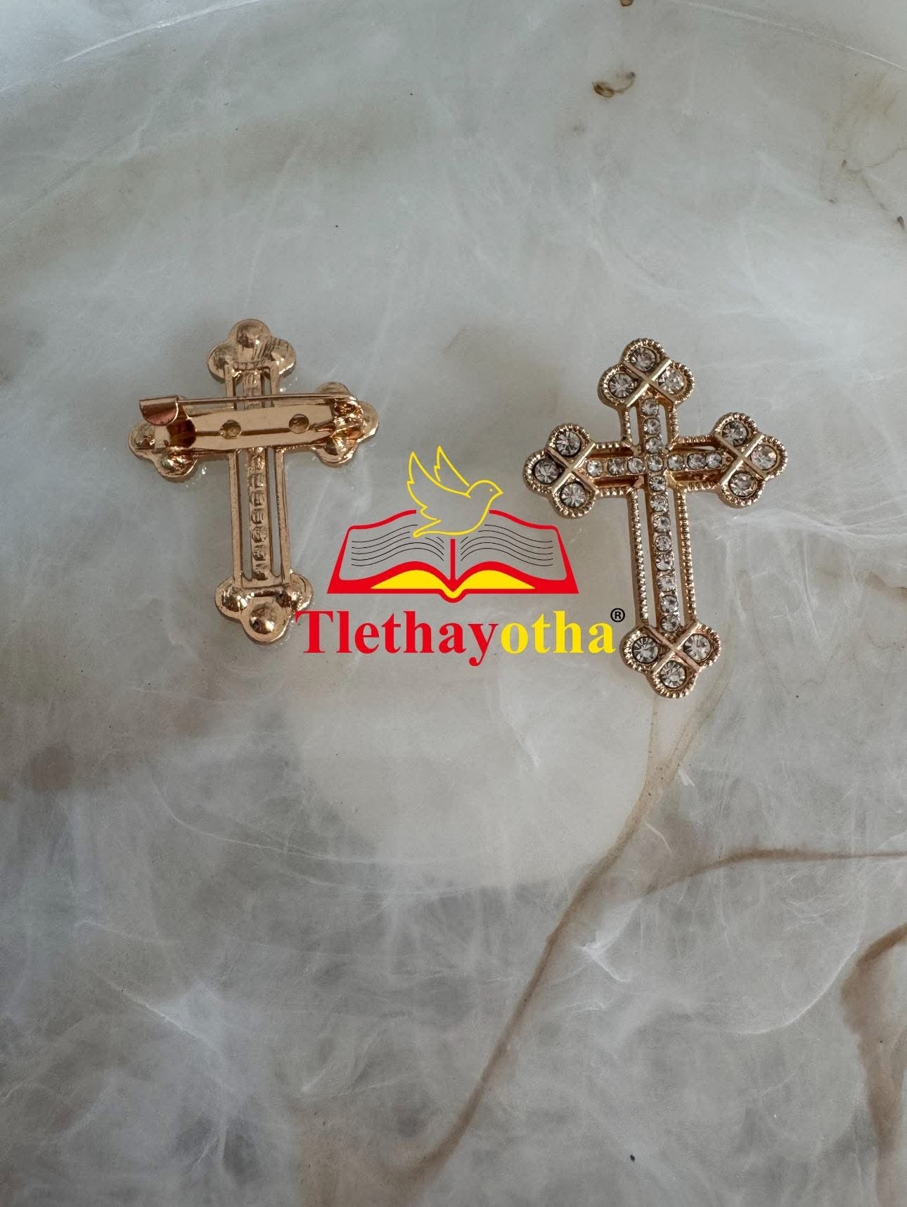 Budded Crystal Rhinestones Grooms Back Crosses Brooches
