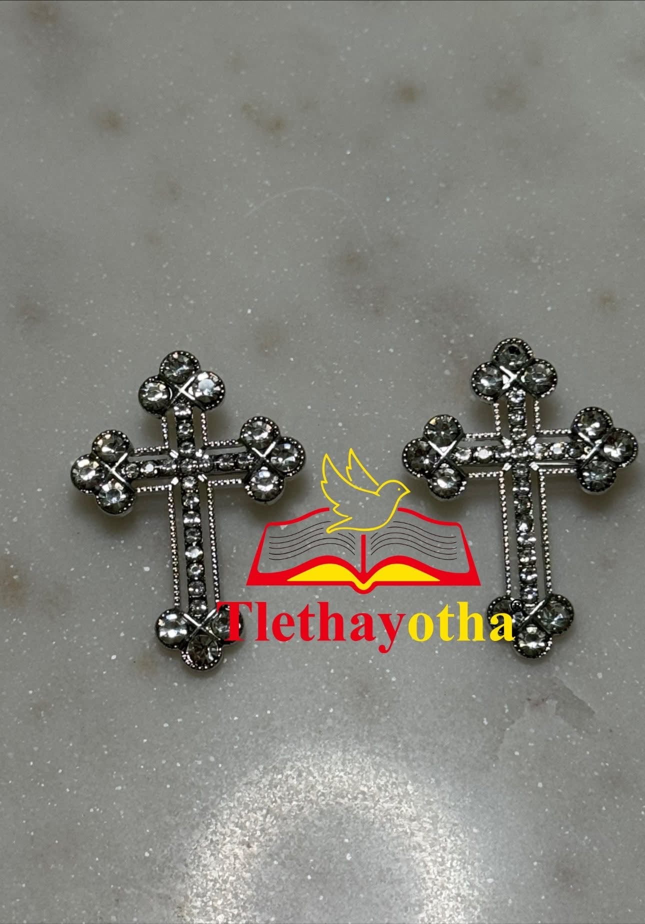 Budded Crystal Rhinestones Grooms Back Crosses Brooches