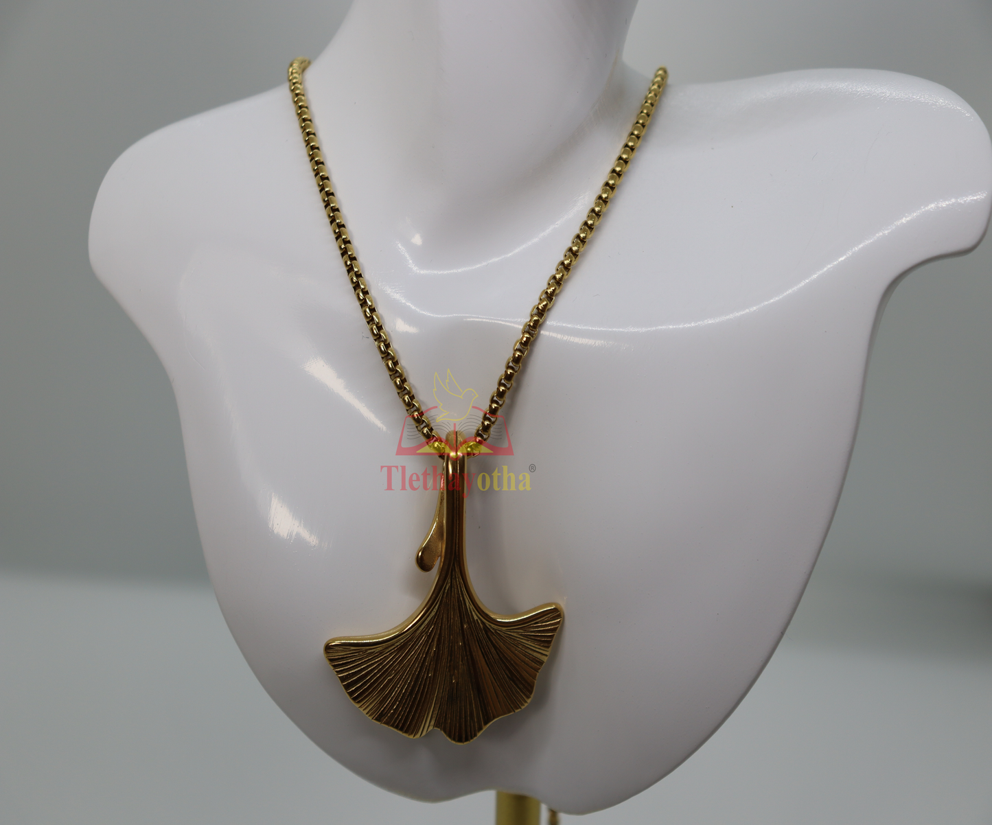 Ginkgo Necklace - Gold Stainless Steel Leaf Pendant - Lustre & Star