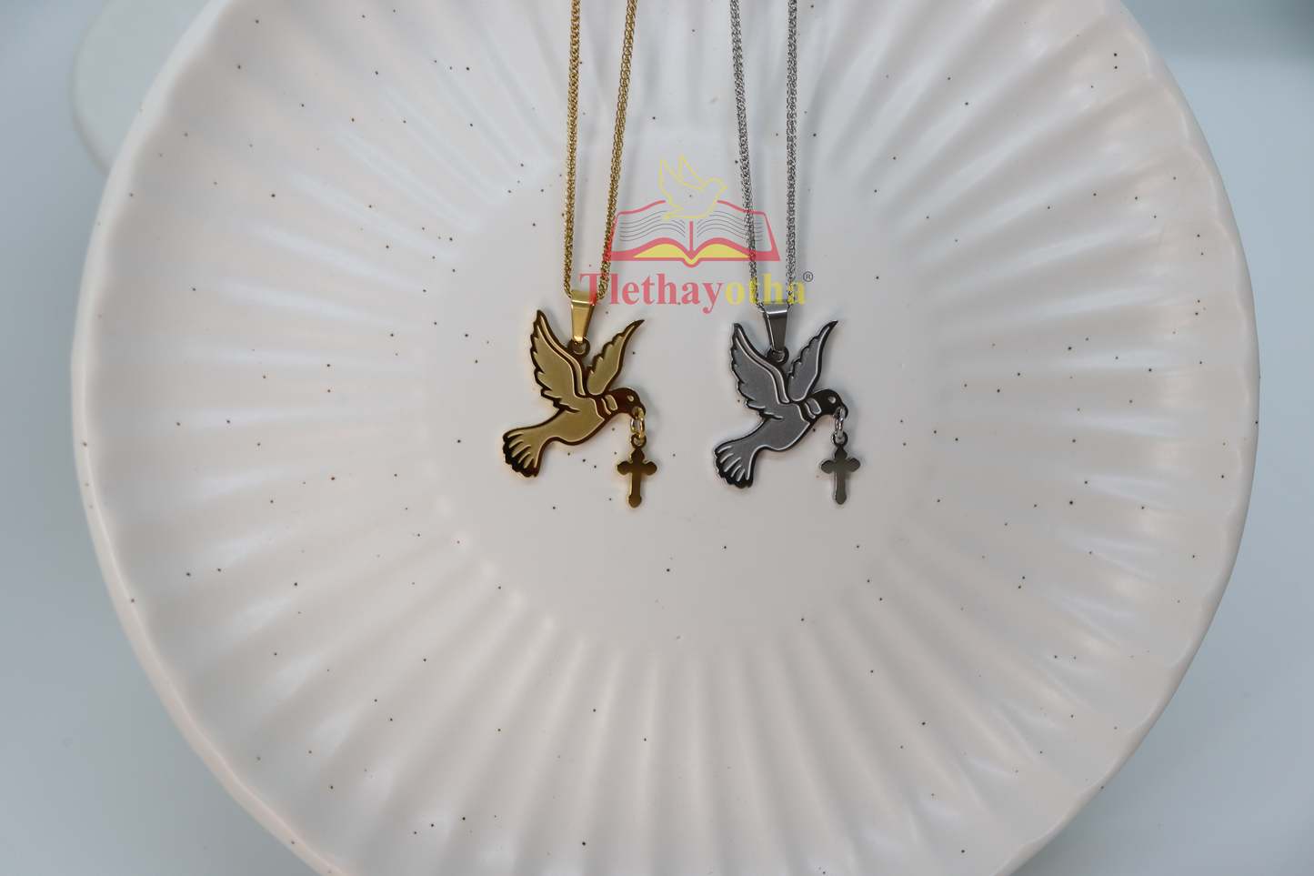 Holy Spirit Descending Necklace - Gold Religious Pendant Necklace - Lustre & Star