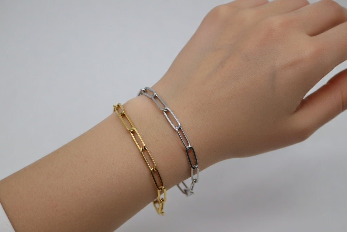 Paperclip Bracelet - Gold Stainless Steel Chain Bracelet - Lustre & Star