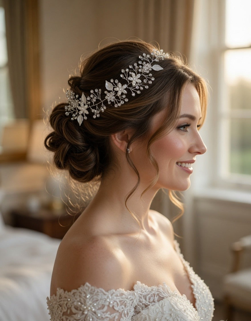 Petal Bridal Hairband - White Floral Bridal Headband - Lustre & Star