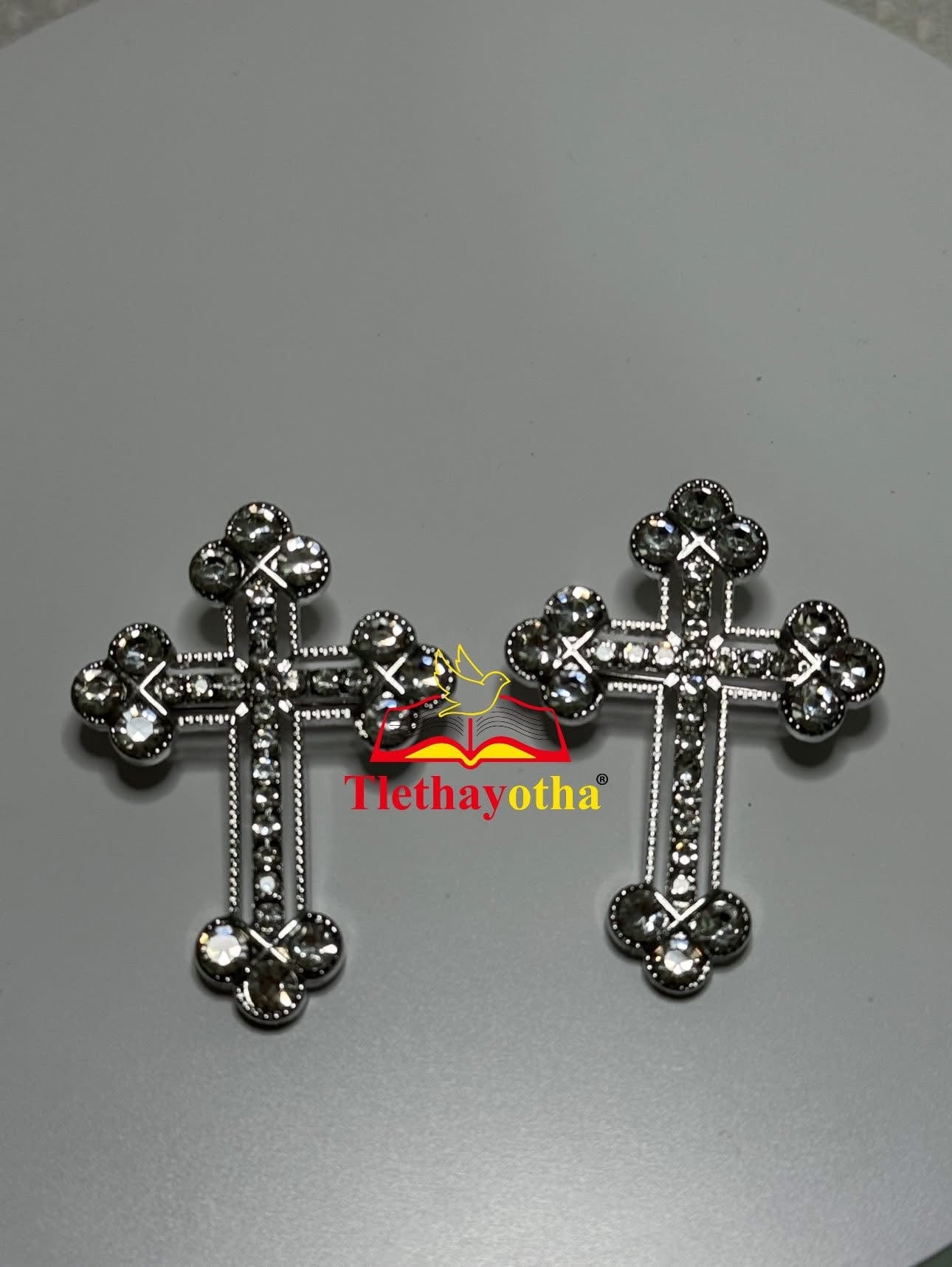 Budded Crystal Rhinestones Grooms Back Crosses Brooches