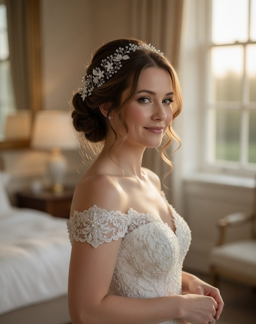 Petal Bridal Hairband - White Floral Bridal Headband - Lustre & Star