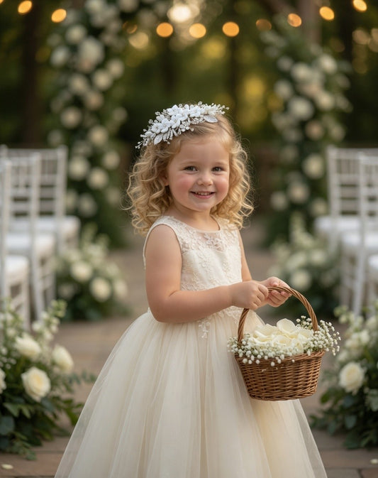 Daisy Dream Flower Girl Hairband - White Floral Kids Headband - Lustre & Star