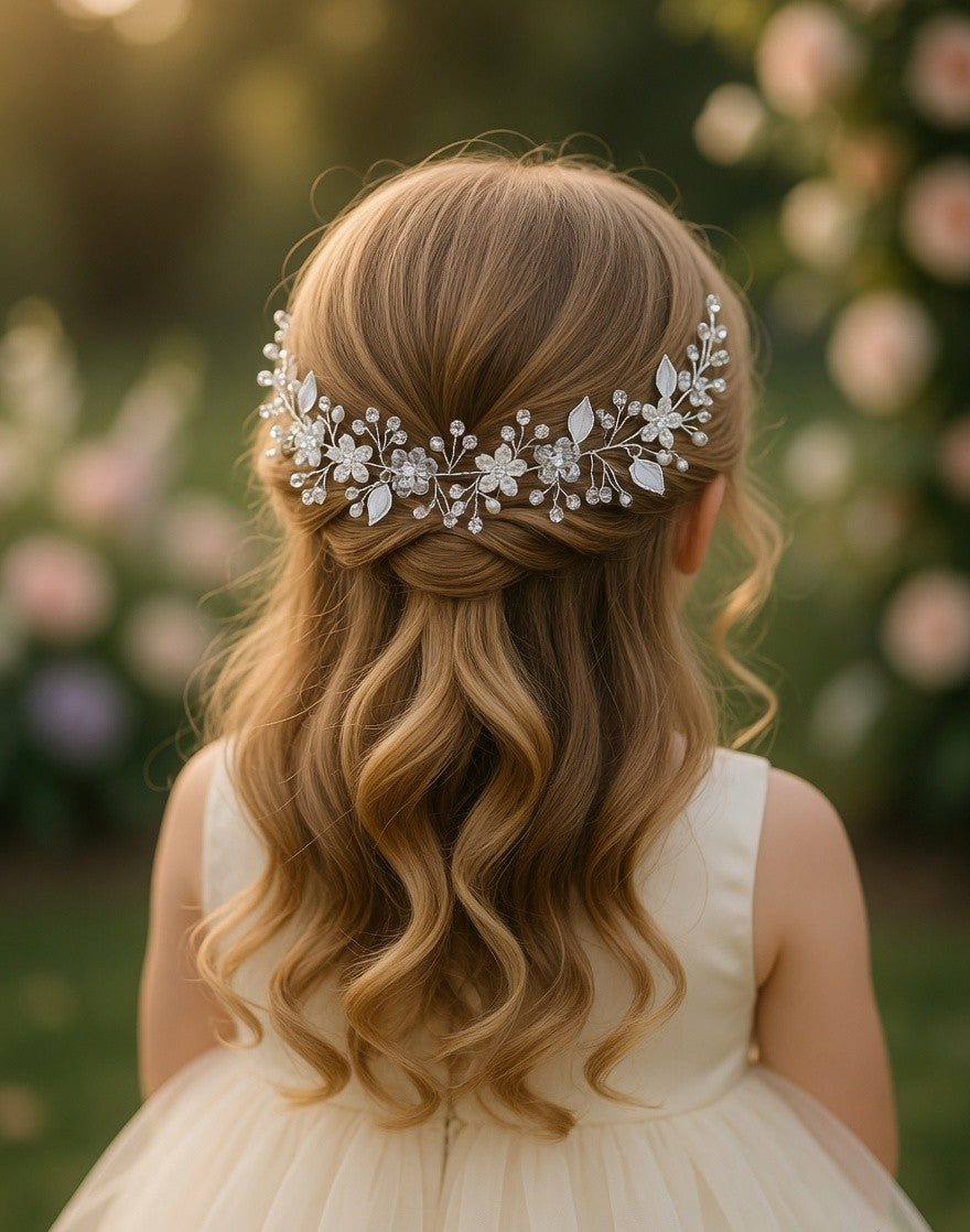 Petal Princess Flower Girl Hairband - White Floral Kids Headband - Lustre & Star