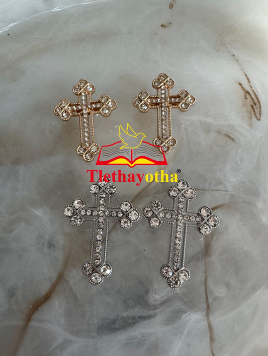 Budded Crystal Rhinestones Grooms Back Crosses Brooches