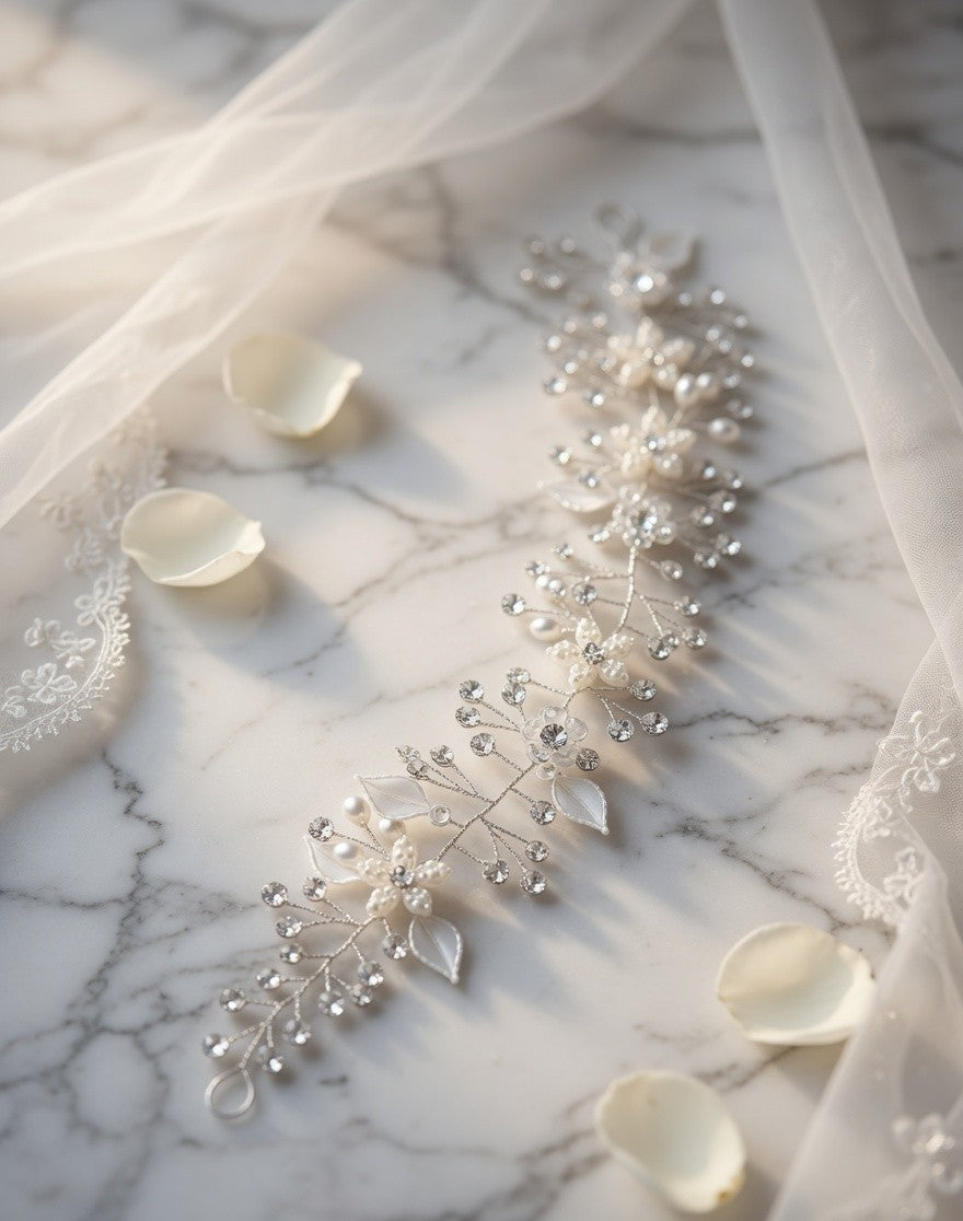 Petal Bridal Hairband - White Floral Bridal Headband - Lustre & Star