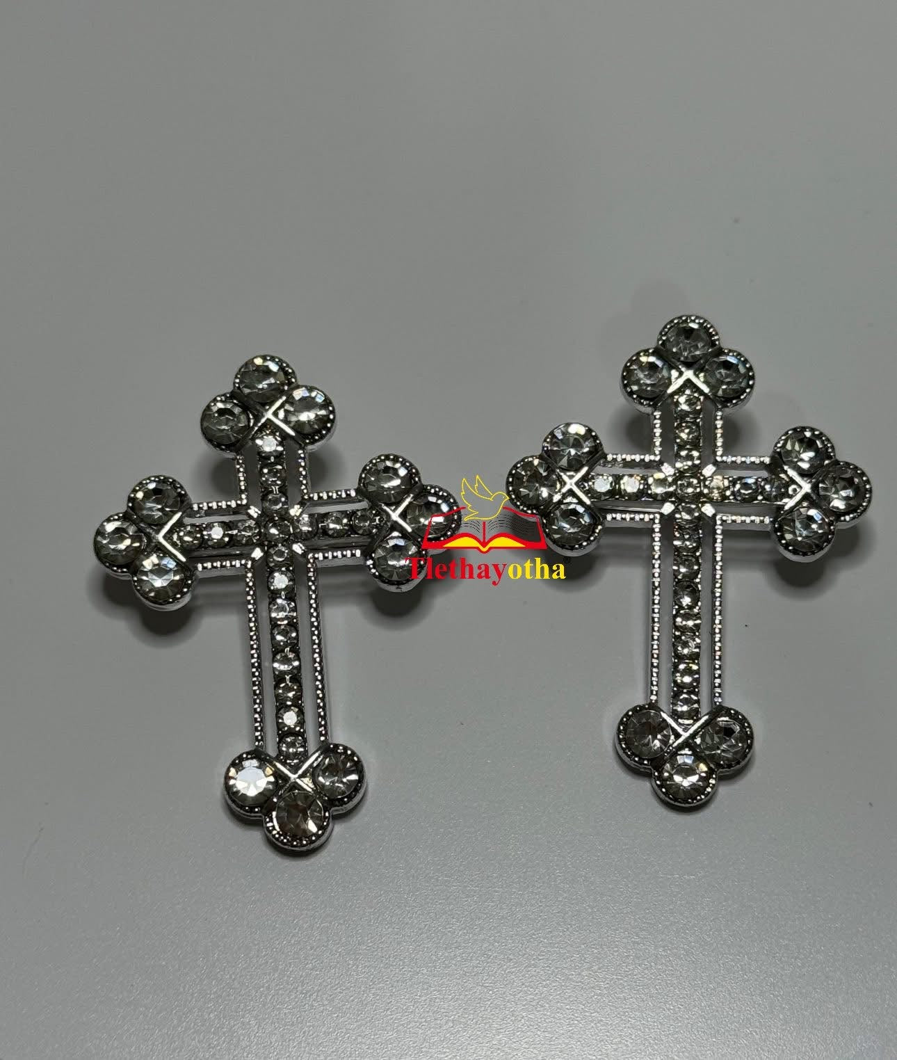Budded Crystal Rhinestones Grooms Back Crosses Brooches