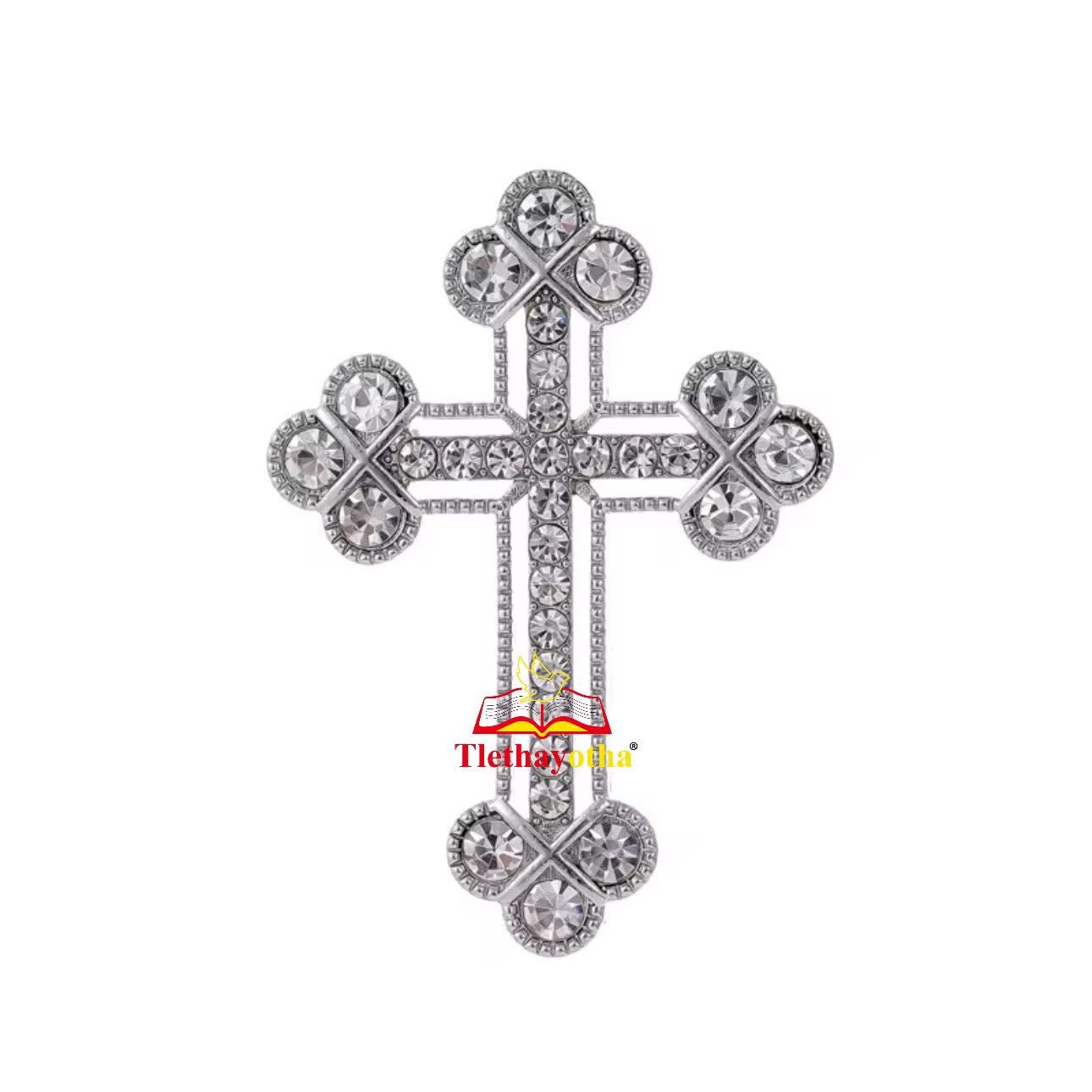 Budded Crystal Rhinestones Grooms Back Crosses Brooches