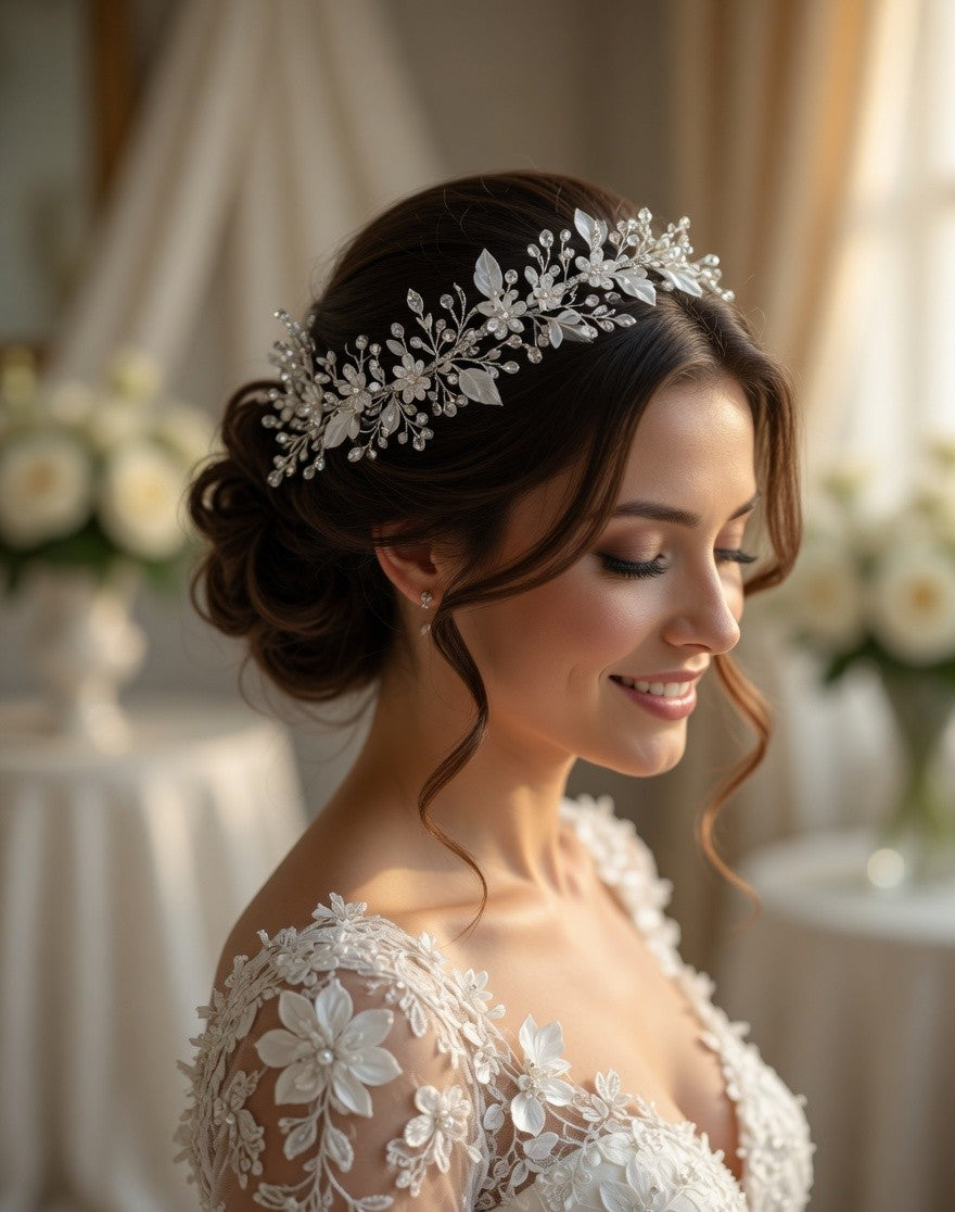 Petal Bridal Hairband - White Floral Bridal Headband - Lustre & Star