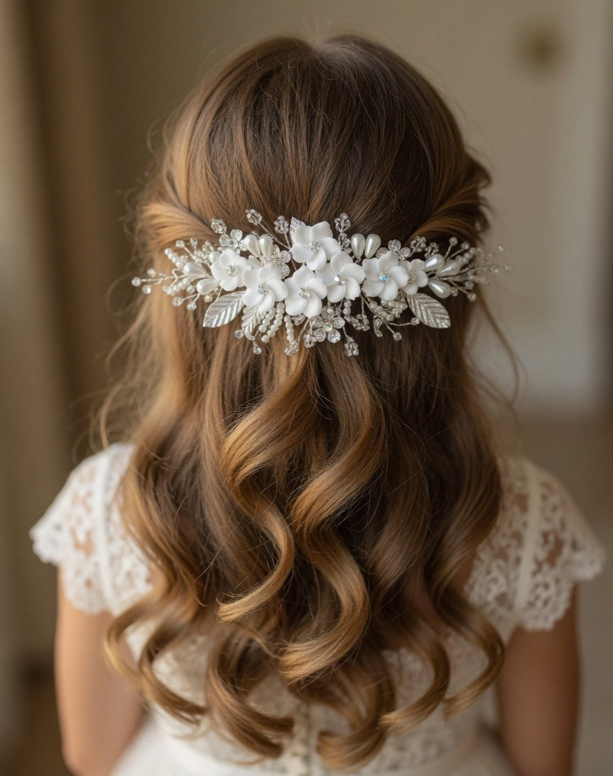 Daisy Dream Flower Girl Hairband - White Floral Kids Headband - Lustre & Star
