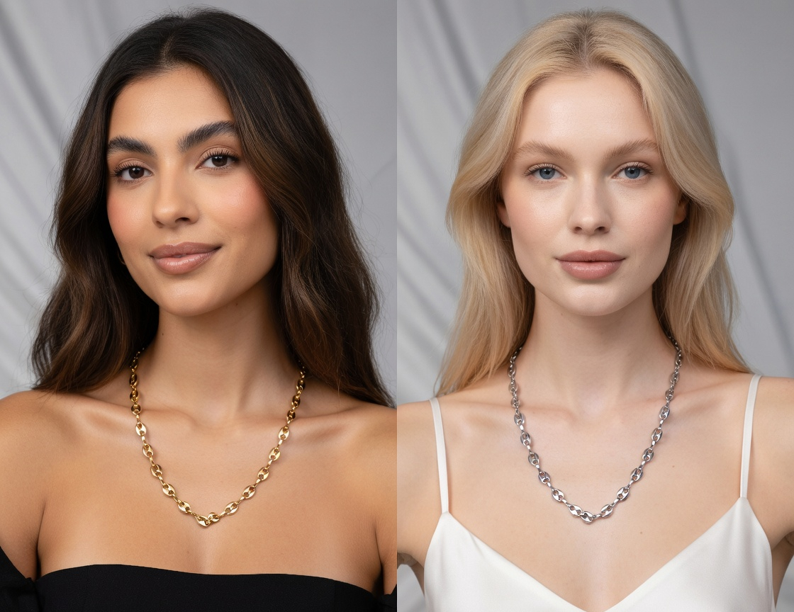 Coffee Bean Chain Necklace - Gold Stainless Steel Chain - Lustre & Star