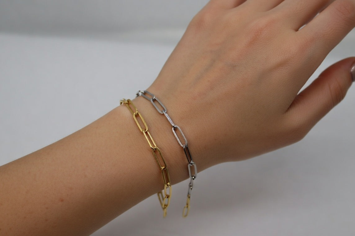 Paperclip Bracelet - Gold Stainless Steel Chain Bracelet - Lustre & Star