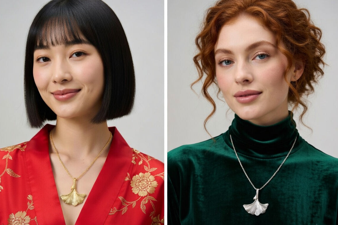 Ginkgo Necklace - Gold Stainless Steel Leaf Pendant - Lustre & Star