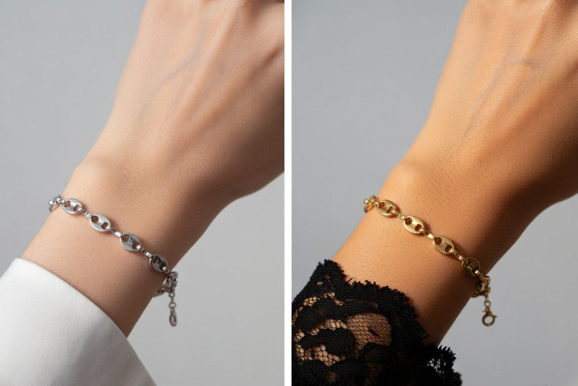 Coffee Bean Bracelet - Gold Stainless Steel Bracelet - Lustre & Star