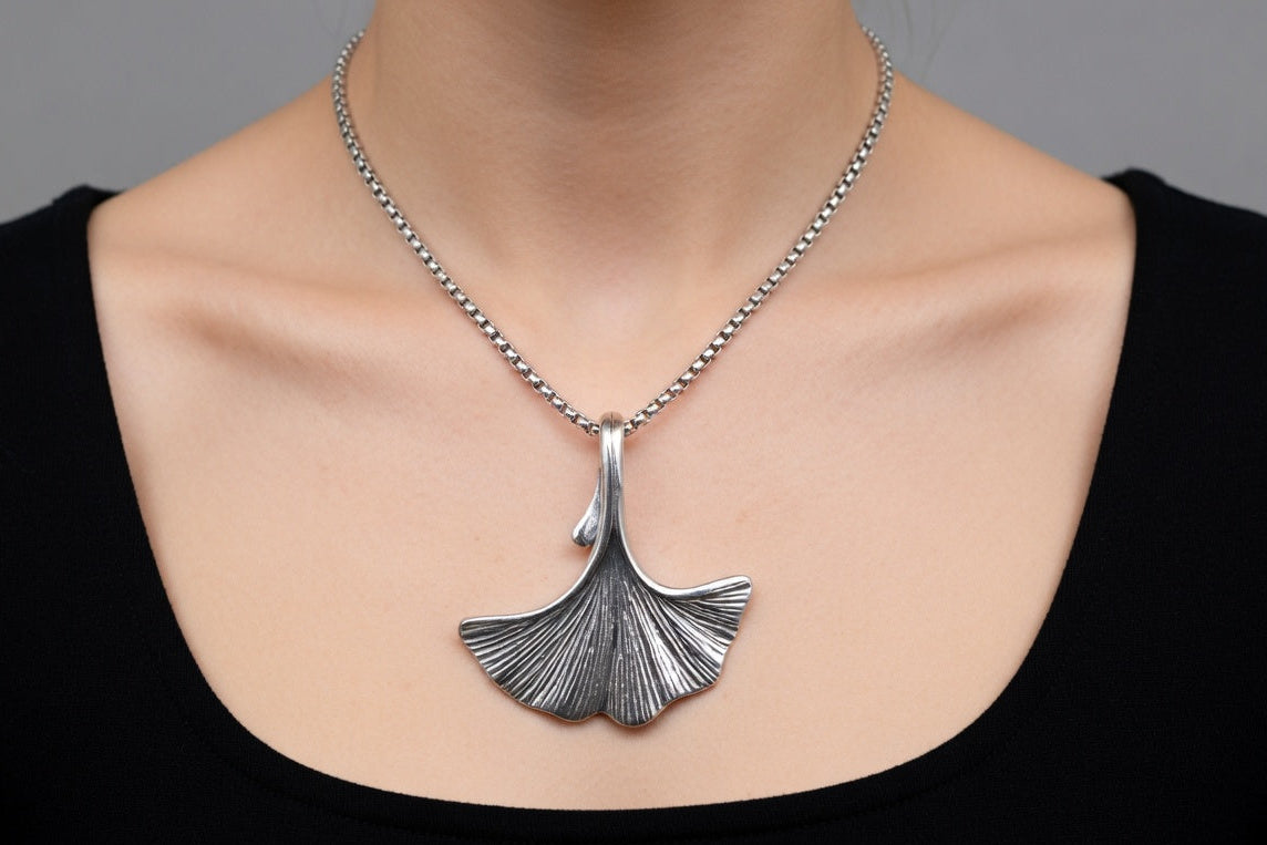 Ginkgo Necklace - Gold Stainless Steel Leaf Pendant - Lustre & Star