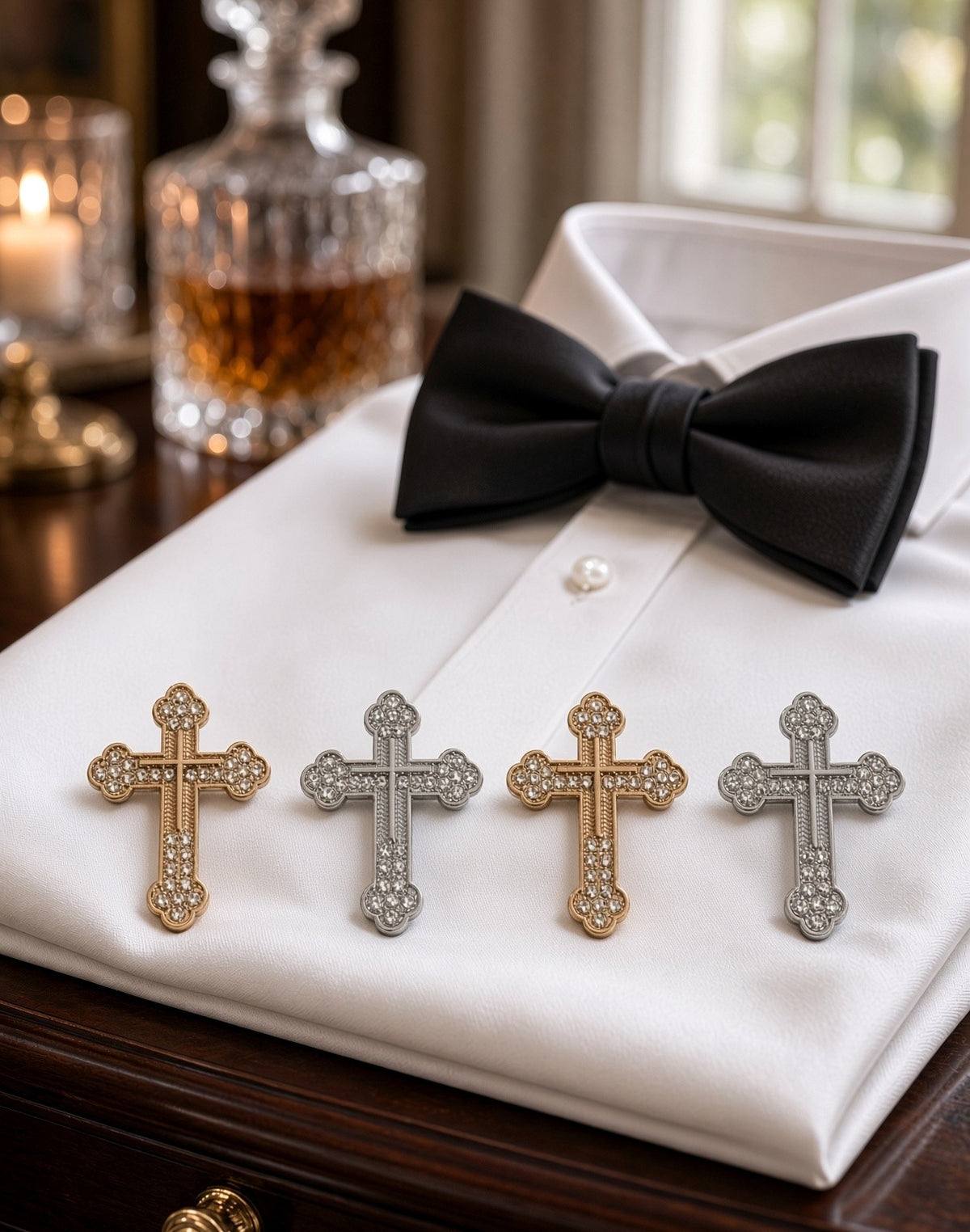 Classic Rhinestone Groom’s Back Cross