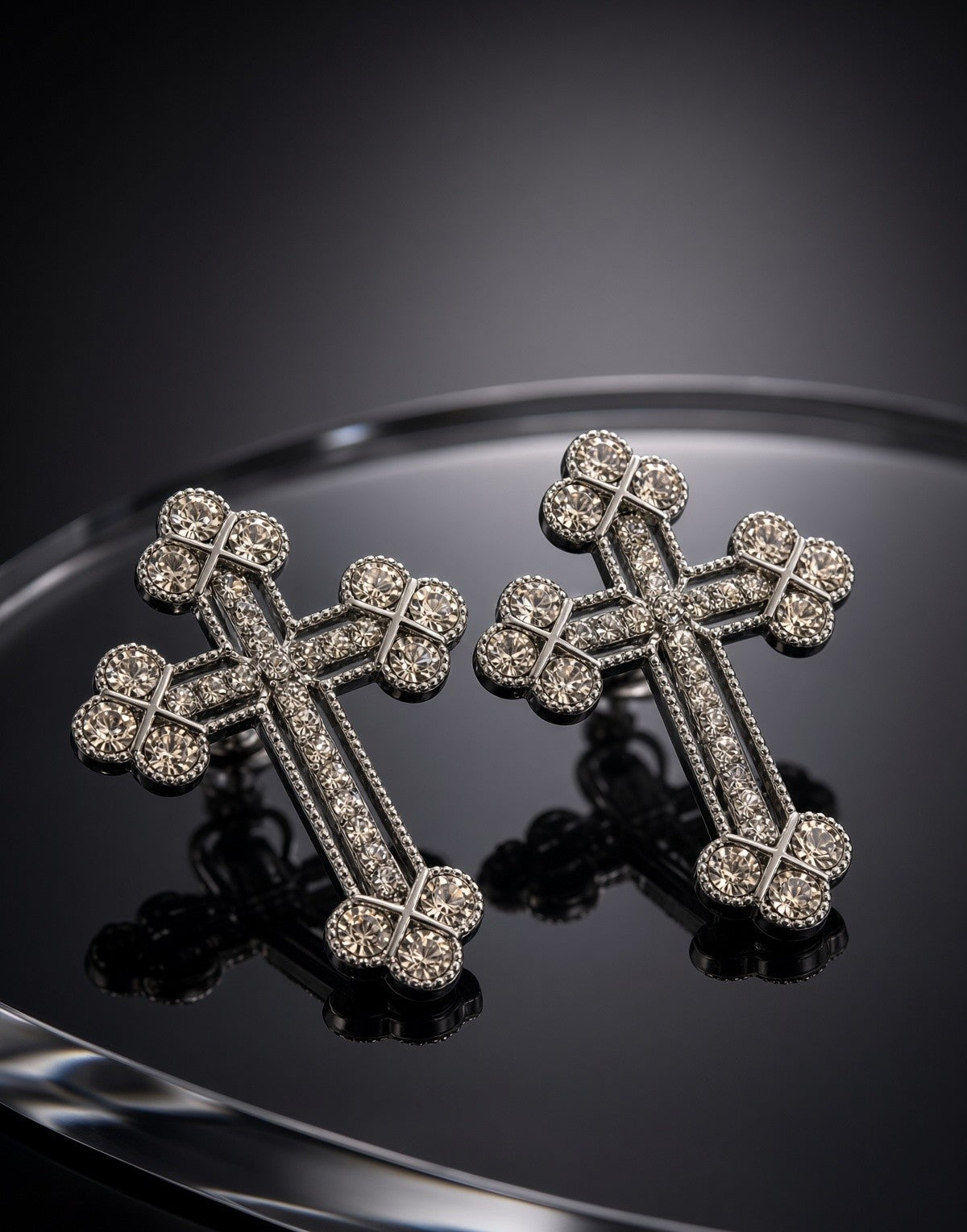 Budded Crystal Rhinestones Grooms Back Crosses Brooches
