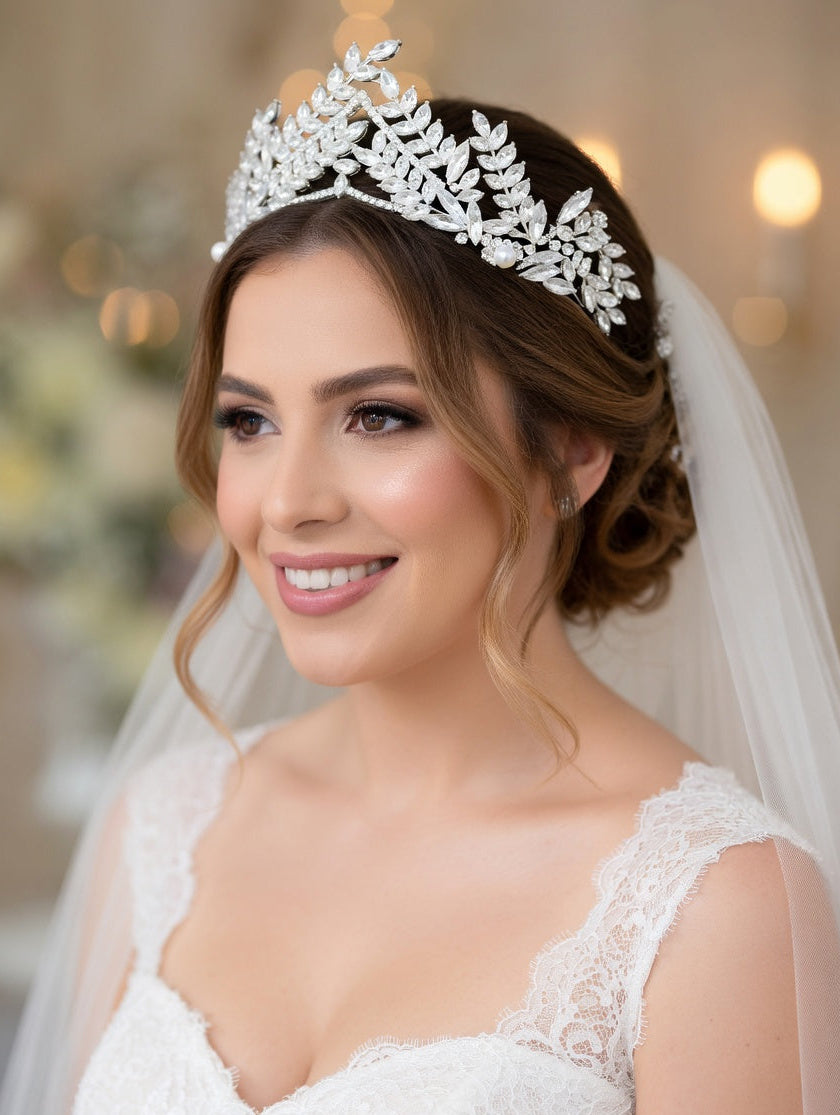 Lumi Tiara - Silver Crystal Bridal Tiara - Lustre & Star