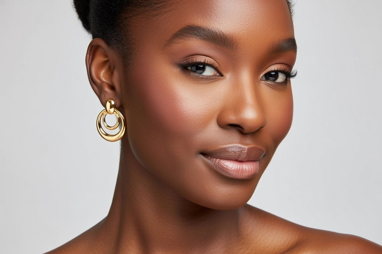 Double Hoop Earrings - Gold Stainless Steel Hoop Earrings - Lustre & Star