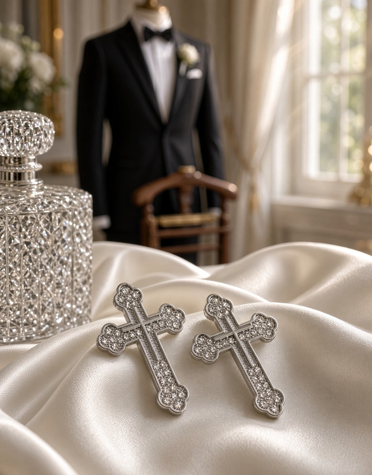 Classic Rhinestone Groom’s Back Cross