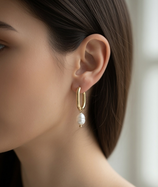 Gatsby Pearl Loop Earrings - Gold and Pearl Drop Earrings - Lustre & Star