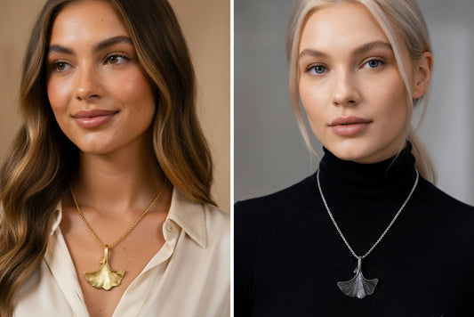 Ginkgo Necklace - Gold Stainless Steel Leaf Pendant - Lustre & Star