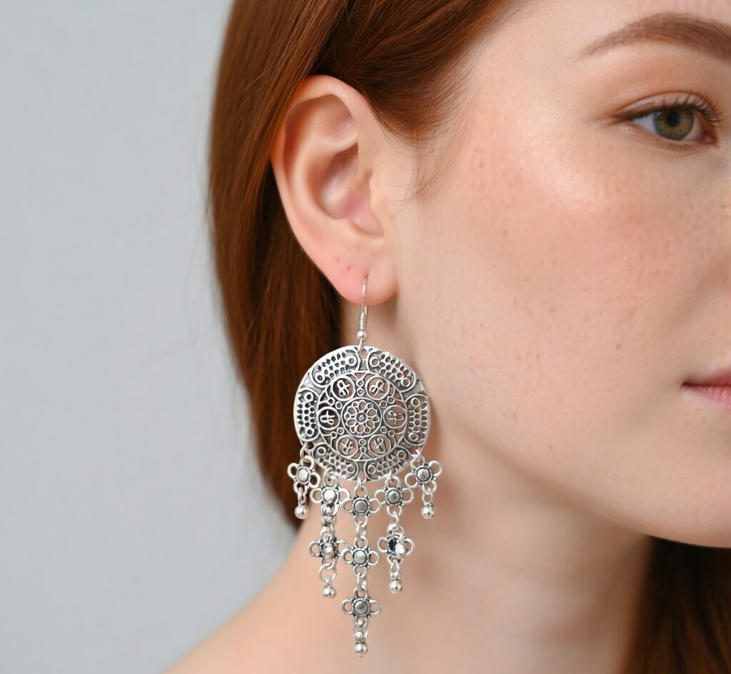 Boho Round Flower Earrings - Gold Floral Drop Earrings - Lustre & Star