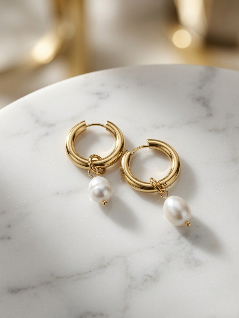 Round Pearl Earrings