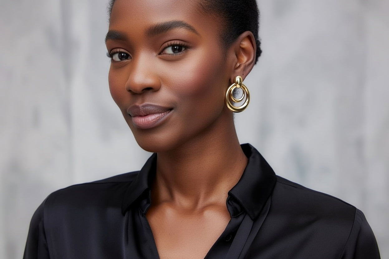 Double Hoop Earrings - Gold Stainless Steel Hoop Earrings - Lustre & Star