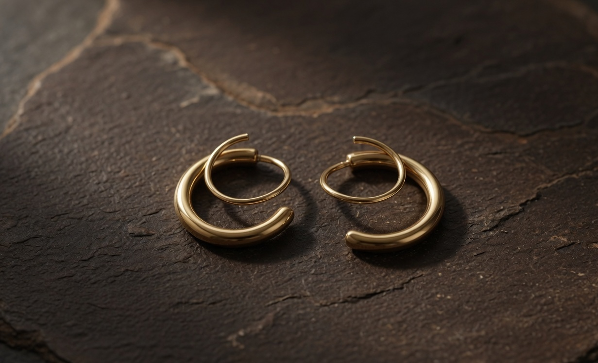 Spiral Earrings - Gold Stainless Steel Hoop Earrings - Lustre & Star