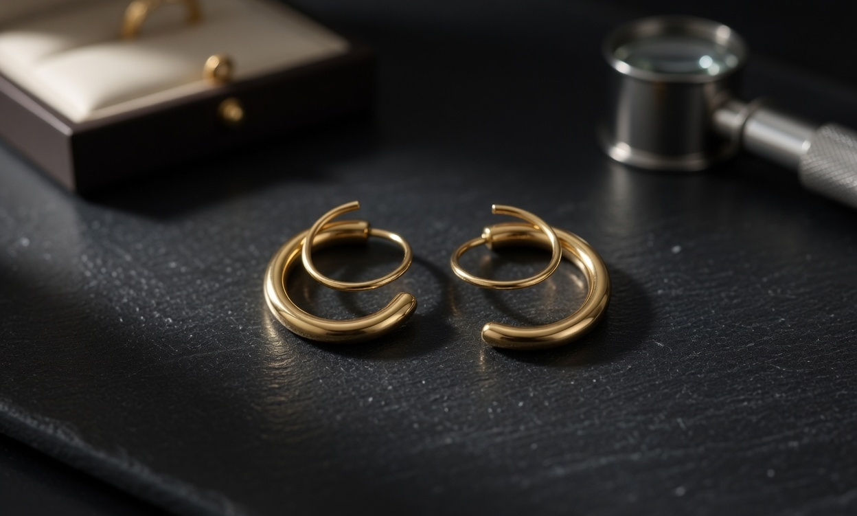 Spiral Earrings - Gold Stainless Steel Hoop Earrings - Lustre & Star