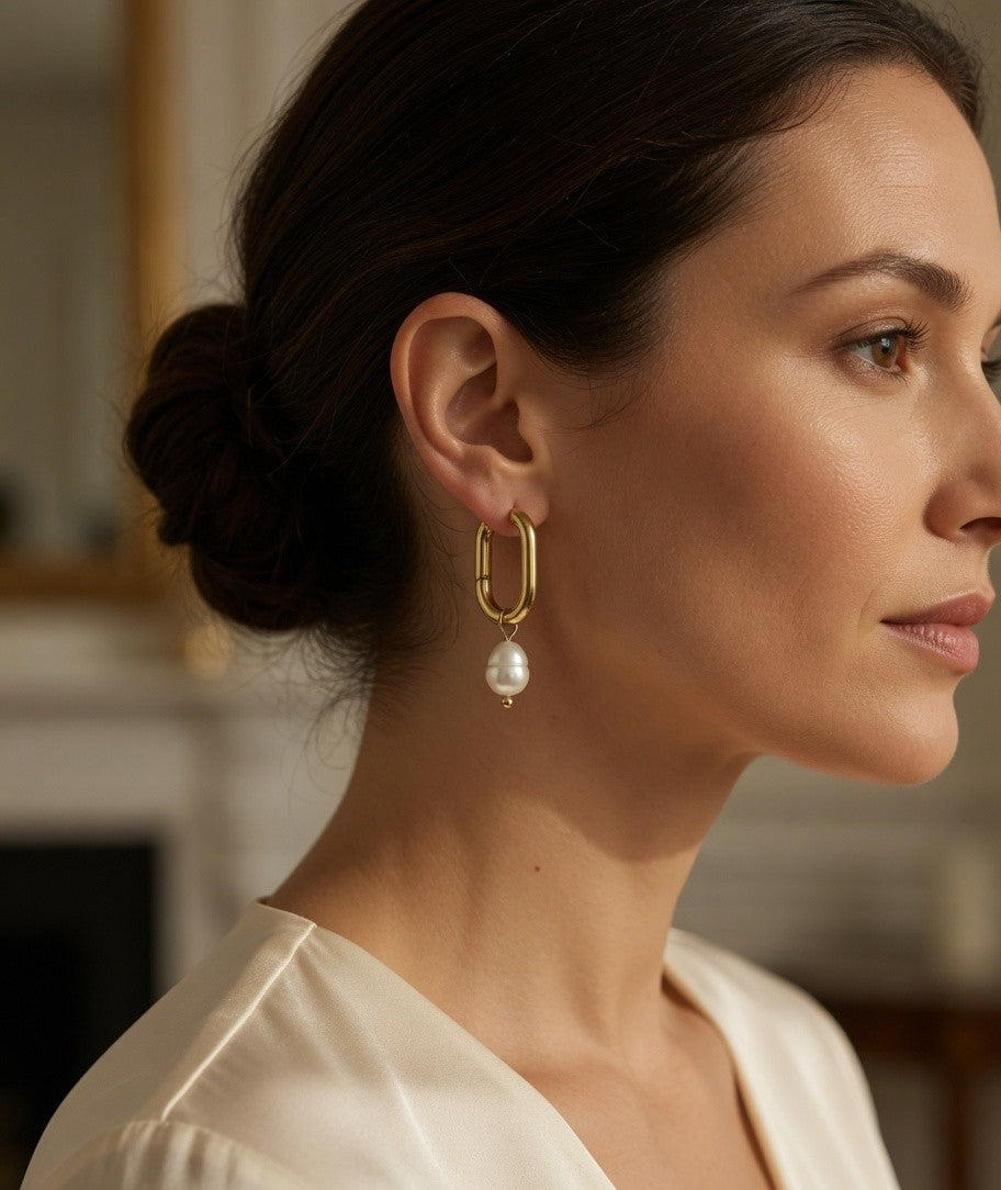 Gatsby Pearl Loop Earrings