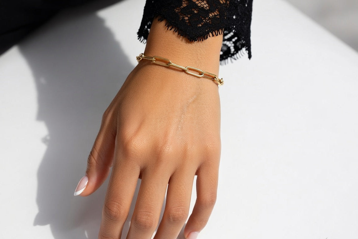 Paperclip Bracelet - Gold Stainless Steel Chain Bracelet - Lustre & Star