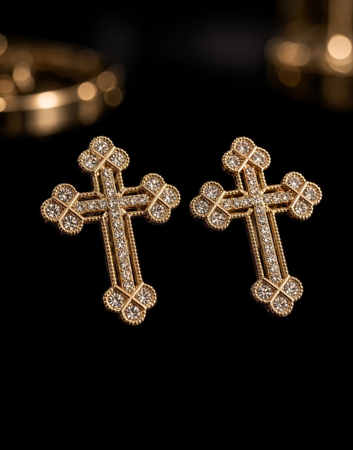 Budded Crystal Rhinestones Grooms Back Crosses Brooches