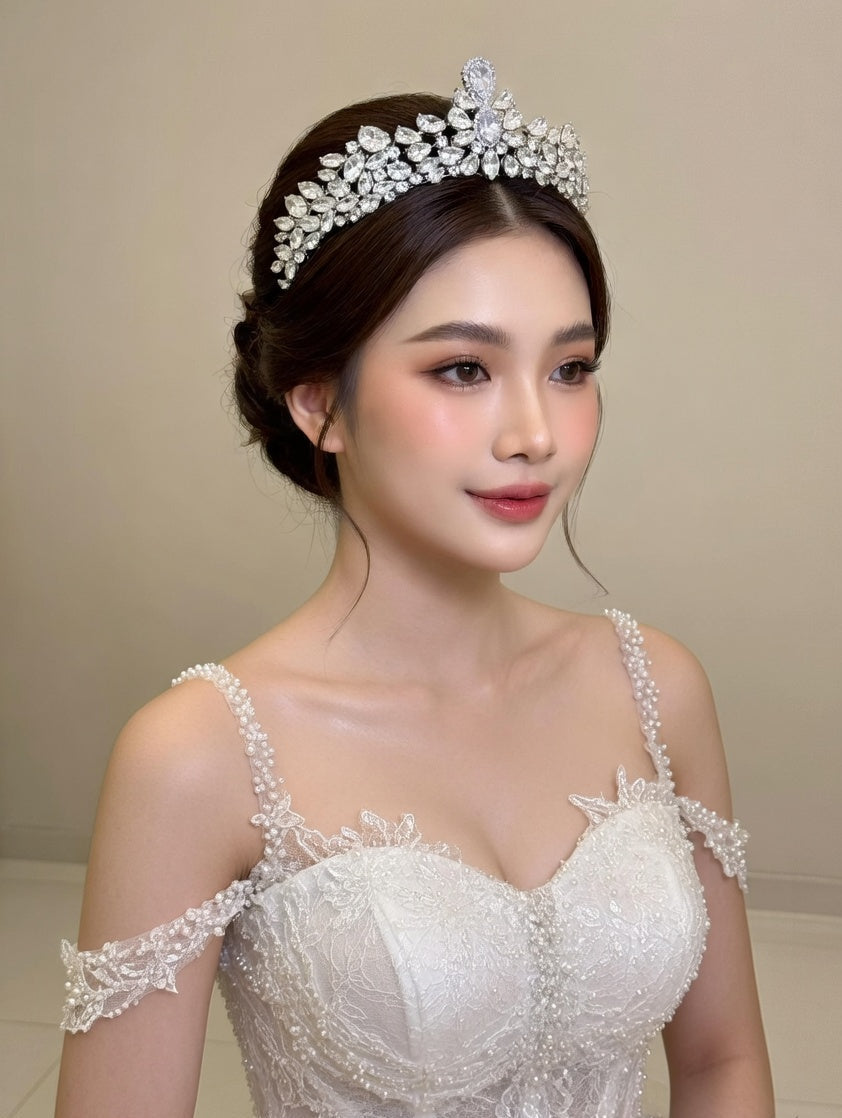 Luma Blue Tiara - Blue Crystal Bridal Tiara - Lustre & Star
