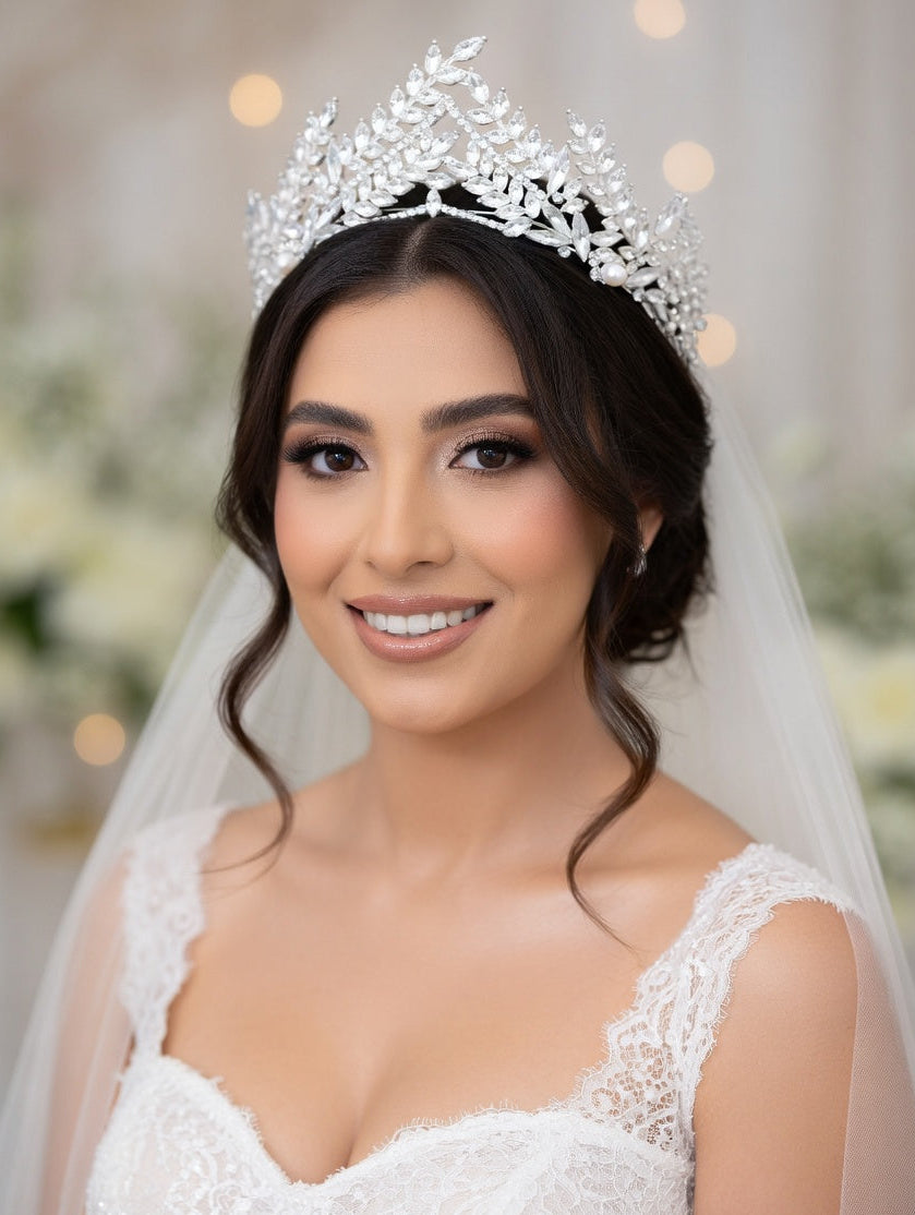 Lumi Tiara - Silver Crystal Bridal Tiara - Lustre & Star