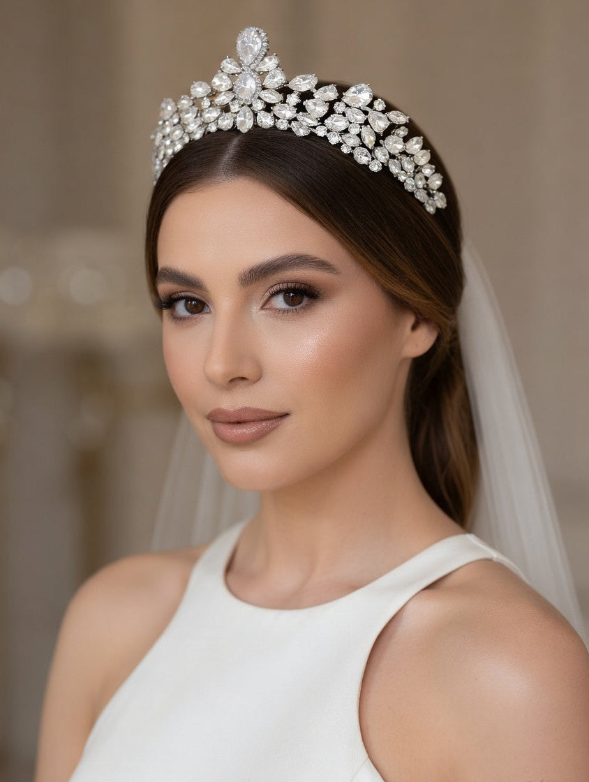 Luma Blue Tiara - Blue Crystal Bridal Tiara - Lustre & Star