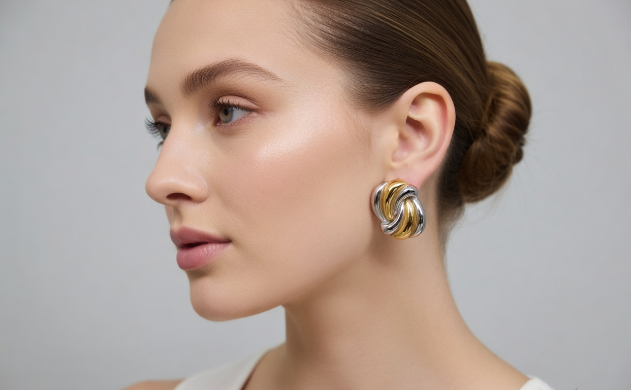 Two Swirls Earrings - Gold Stainless Steel Drop Earrings - Lustre & Star