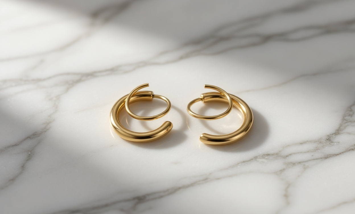 Spiral Earrings - Gold Stainless Steel Hoop Earrings - Lustre & Star