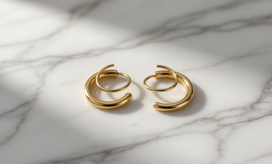 Spiral Earrings - Gold Stainless Steel Hoop Earrings - Lustre & Star