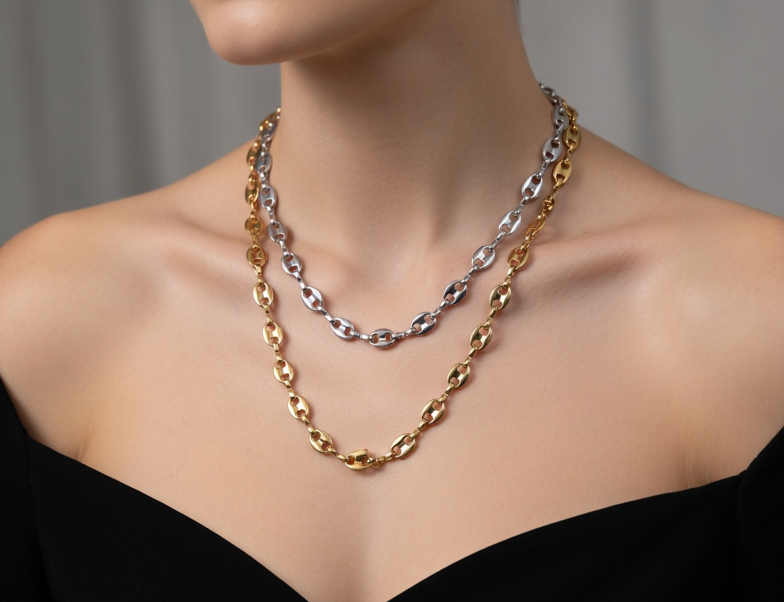 Coffee Bean Chain Necklace - Gold Stainless Steel Chain - Lustre & Star