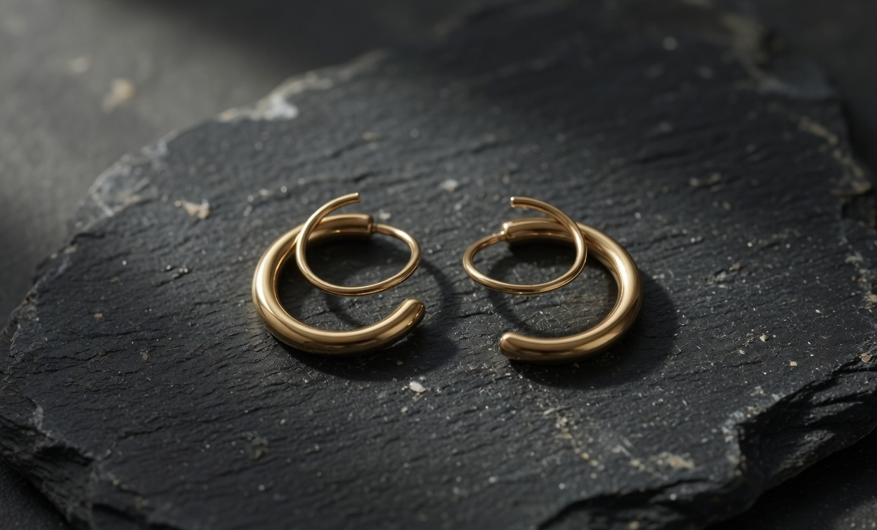 Spiral Earrings - Gold Stainless Steel Hoop Earrings - Lustre & Star