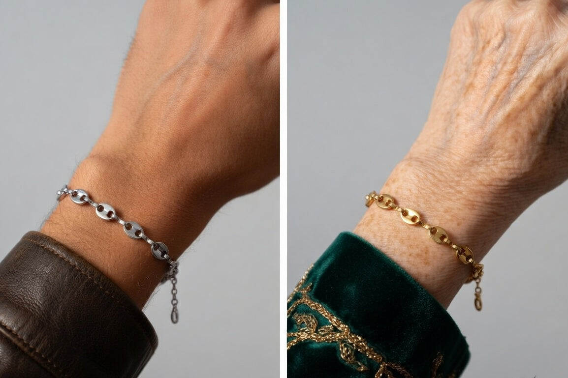 Coffee Bean Bracelet - Gold Stainless Steel Bracelet - Lustre & Star