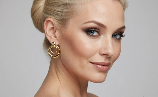 Double Hoop Earrings - Gold Stainless Steel Hoop Earrings - Lustre & Star