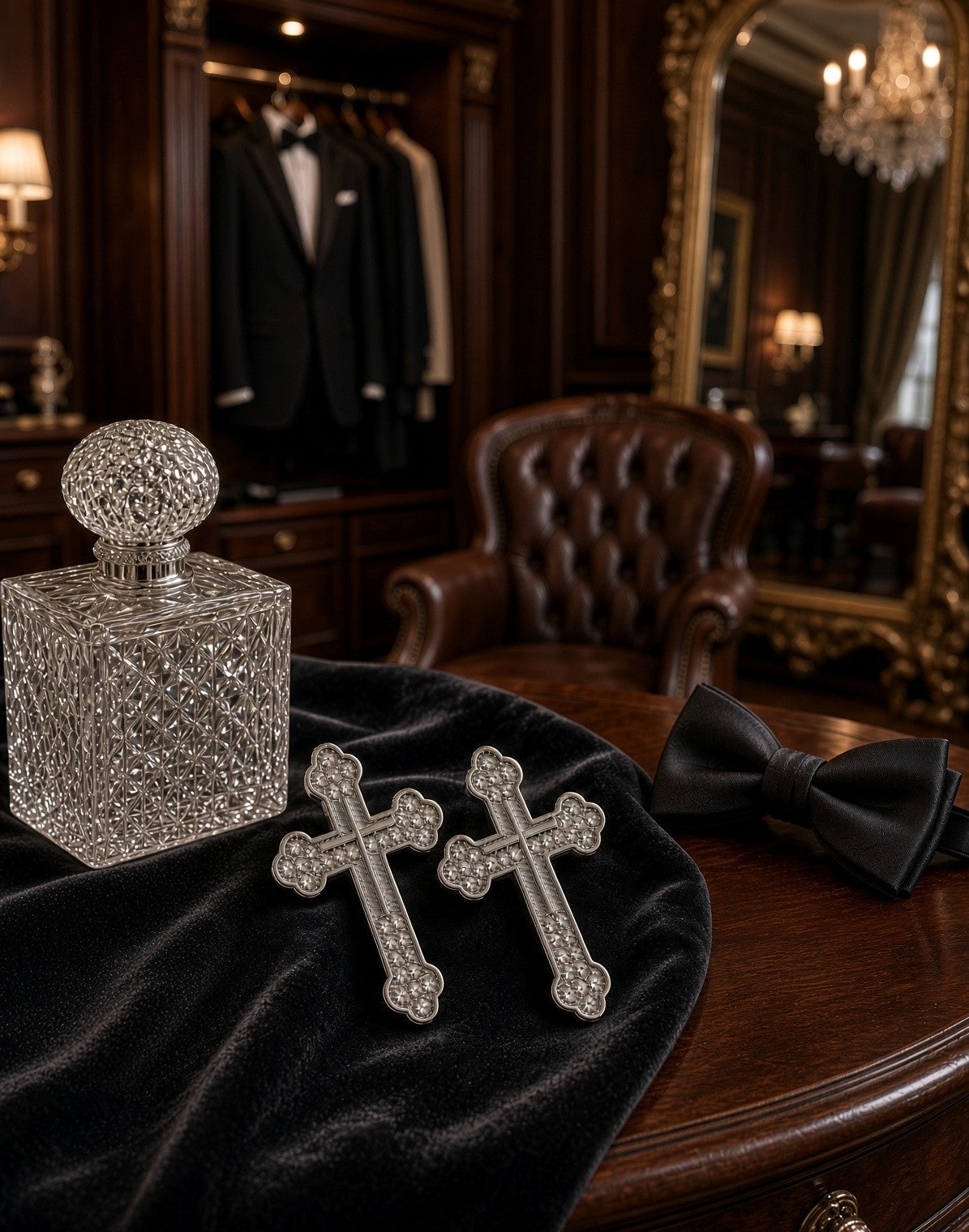 Classic Rhinestone Groom’s Back Cross