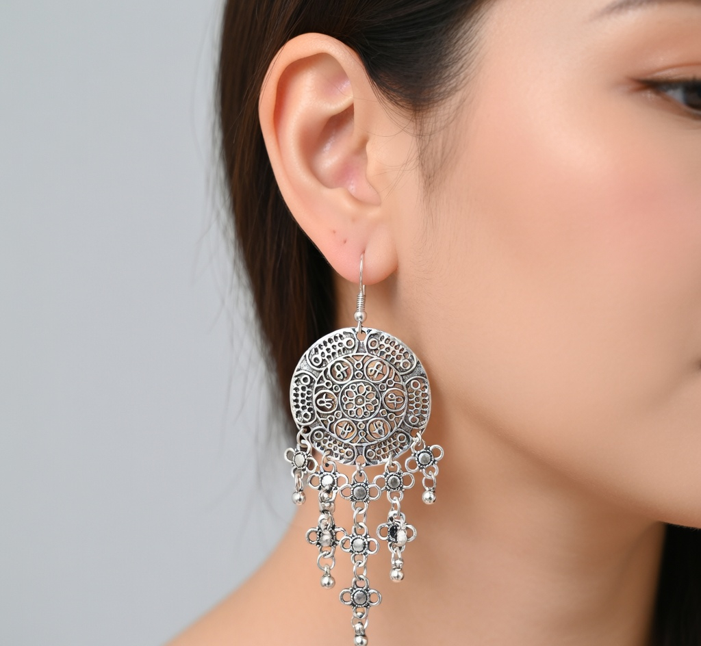 Boho Round Flower Earrings - Gold Floral Drop Earrings - Lustre & Star