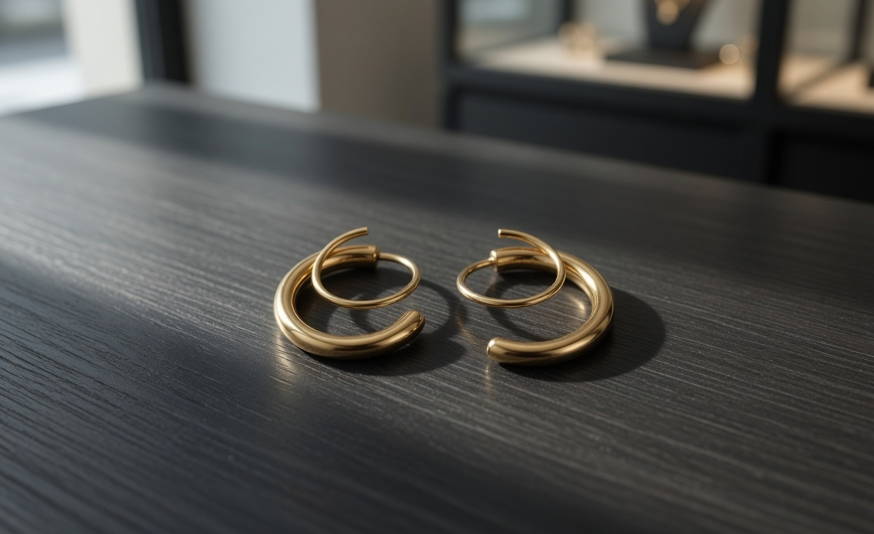 Spiral Earrings - Gold Stainless Steel Hoop Earrings - Lustre & Star